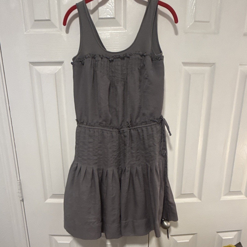 BCBGMAXAZRIA Women's Gray Silk Chiffon Scoop Neck Strappy Mini Dress 2